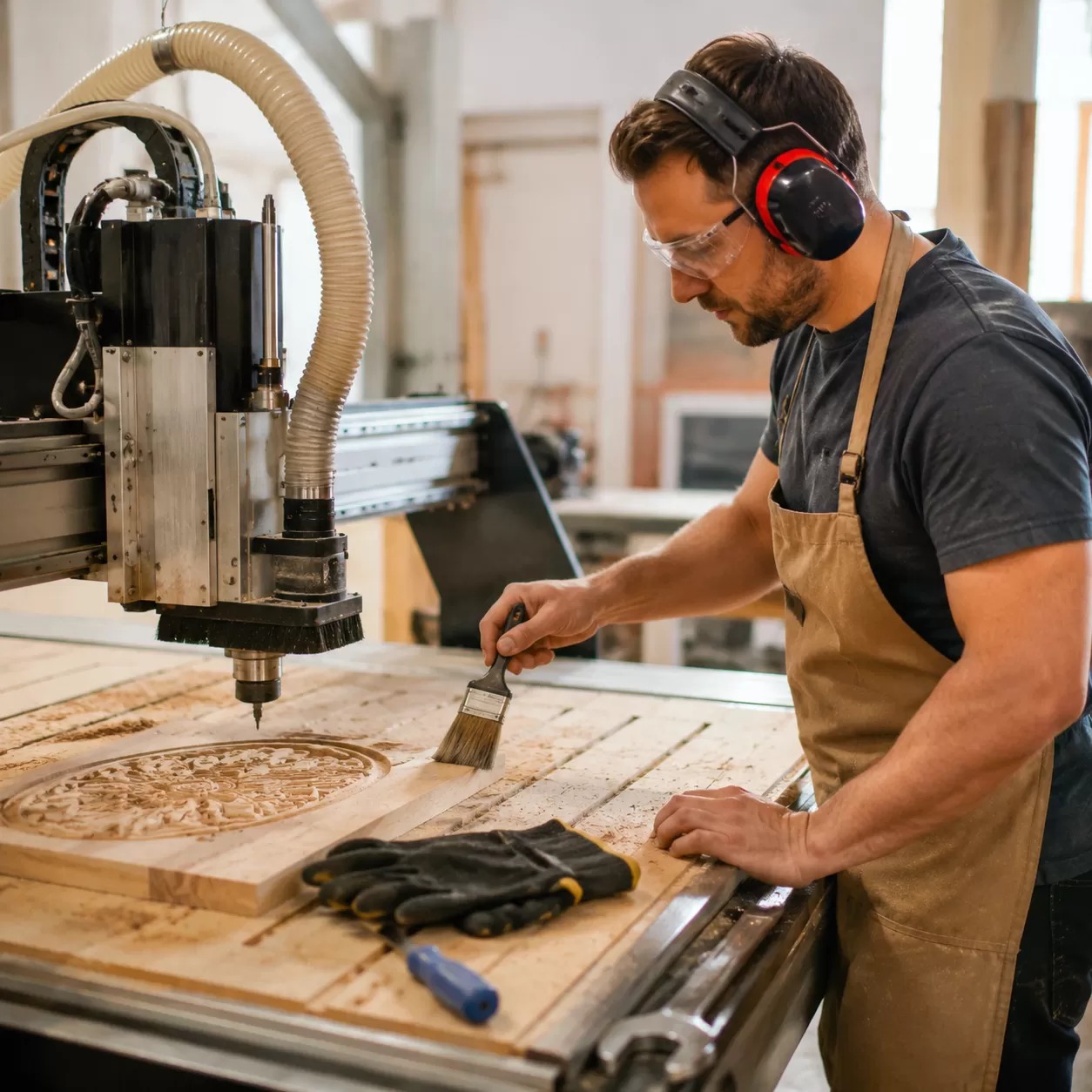 Router CNC pentru lemn in atelier