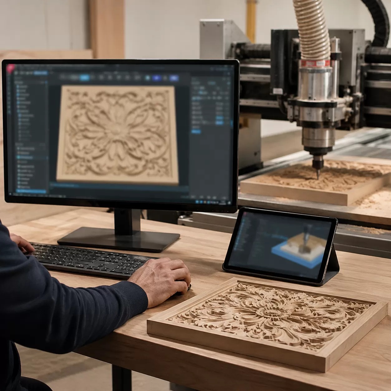 Workflow CAD CAM pentru frezare CNC in lemn